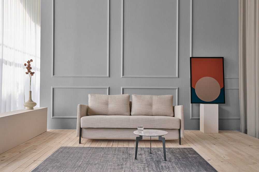 Slaapbank Cubed met armleuning van Innovation Living in beige stof