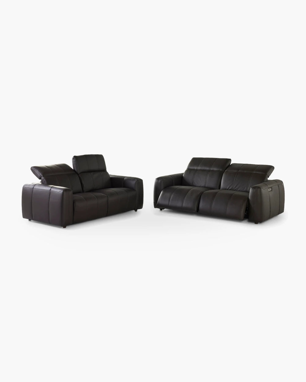 Salon met 2 elektrische relaxen in leder