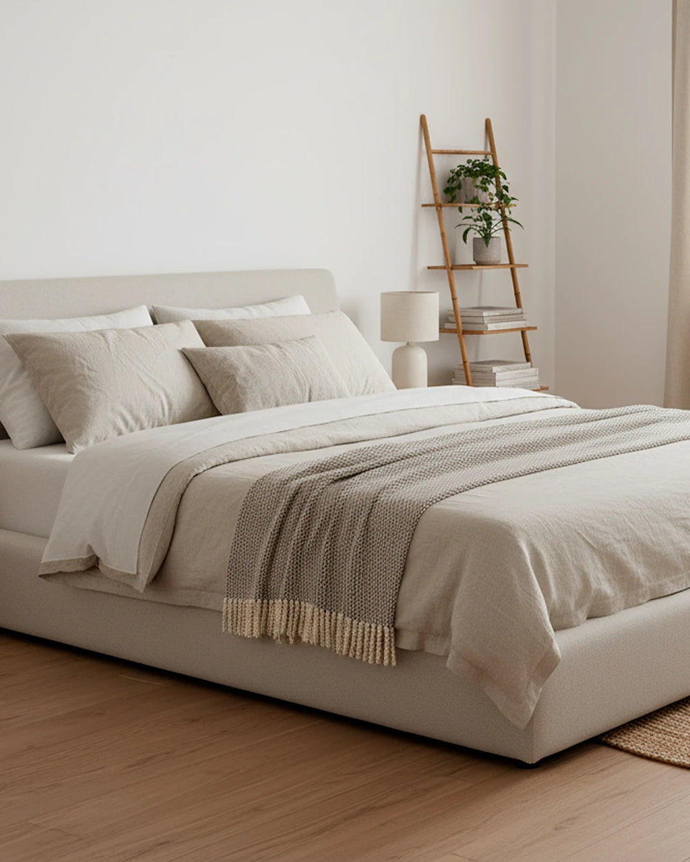 Bedkader 180x200 cm in naturel stof