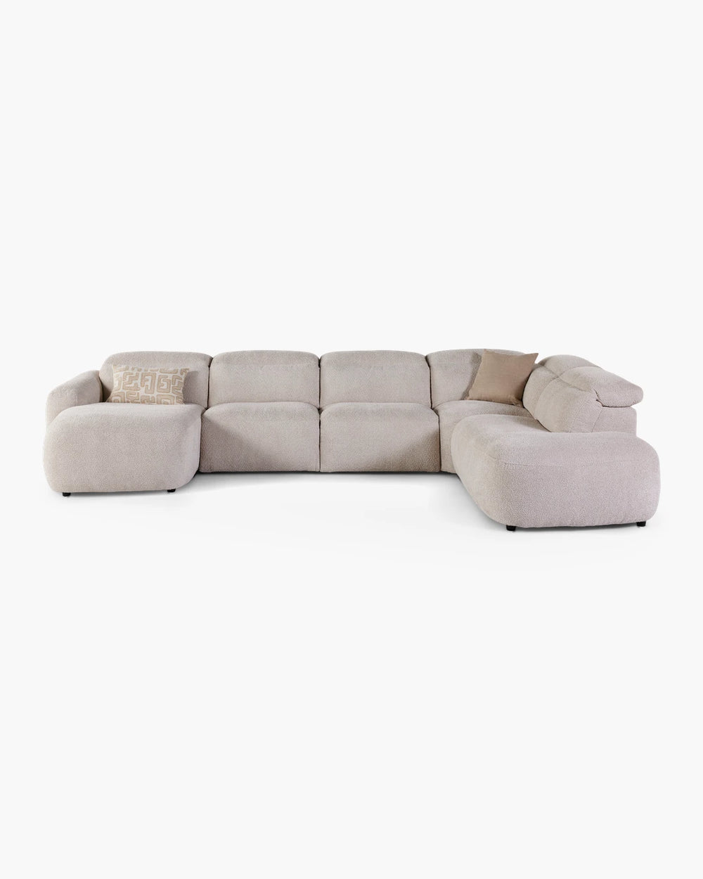 Hoeksalon U-vorm met elektrische relaxfunctie in beige stof