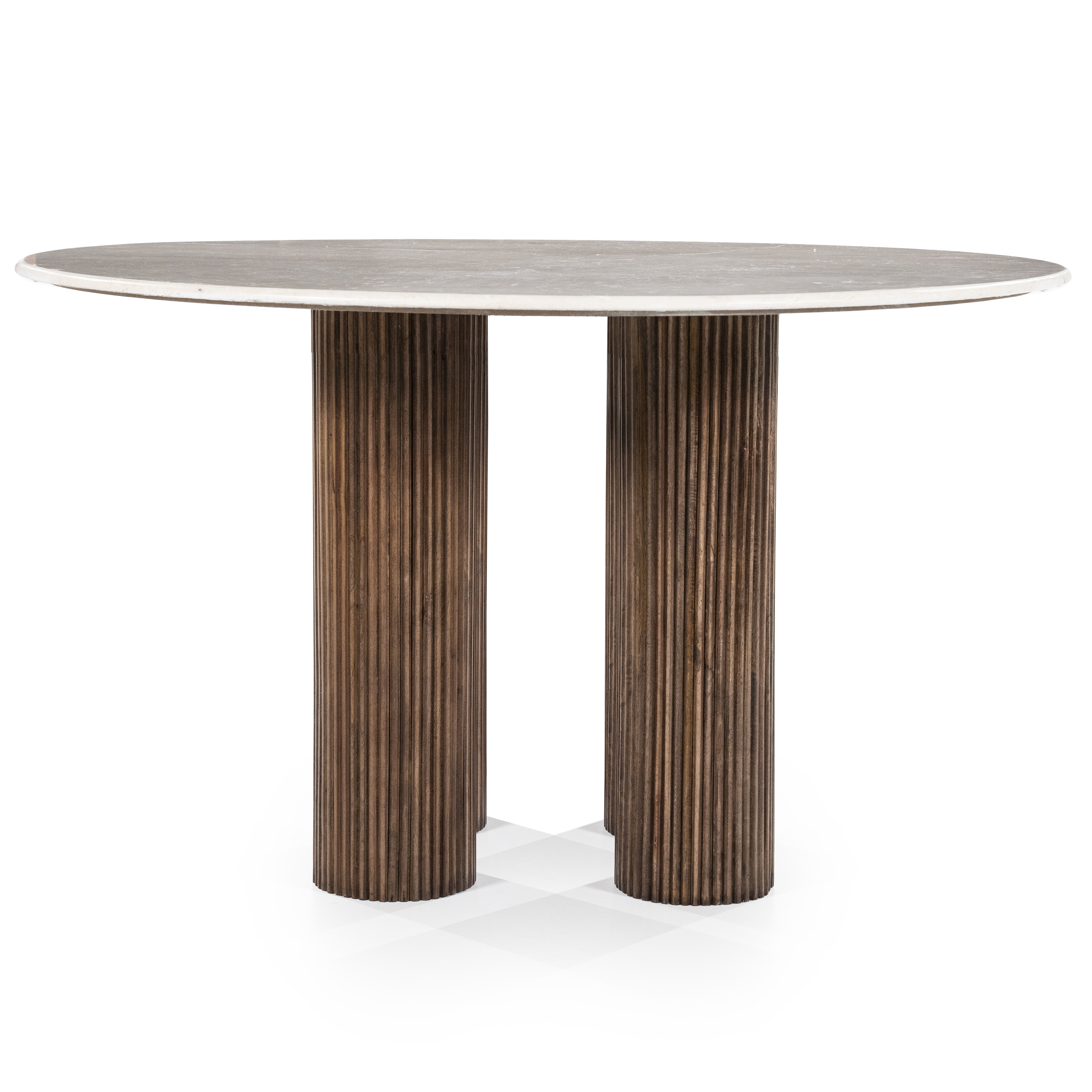 Ronde eettafel mangohout dia. 130cm - wit marmer