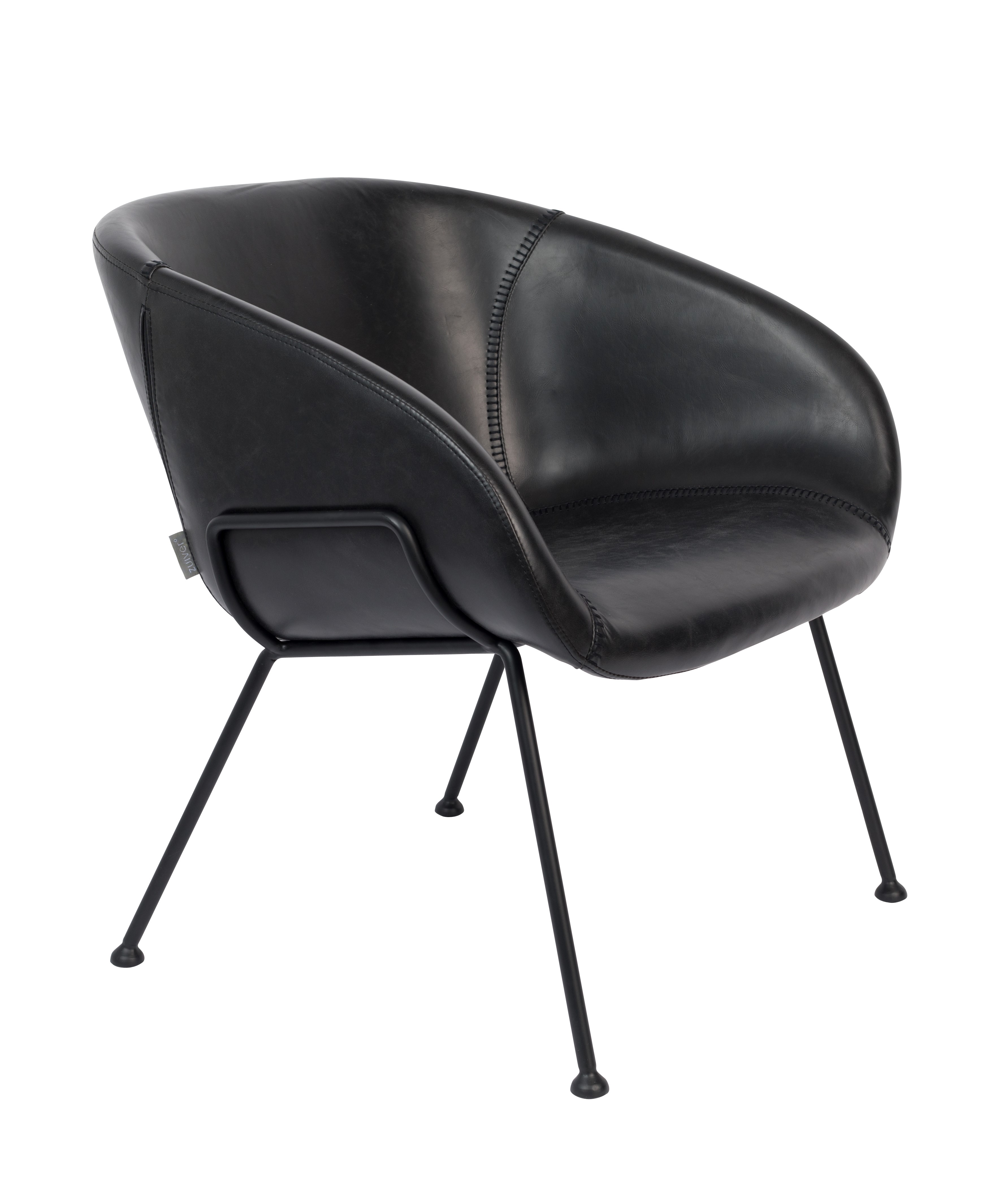 Fauteuil Feston in lederlook - zwart