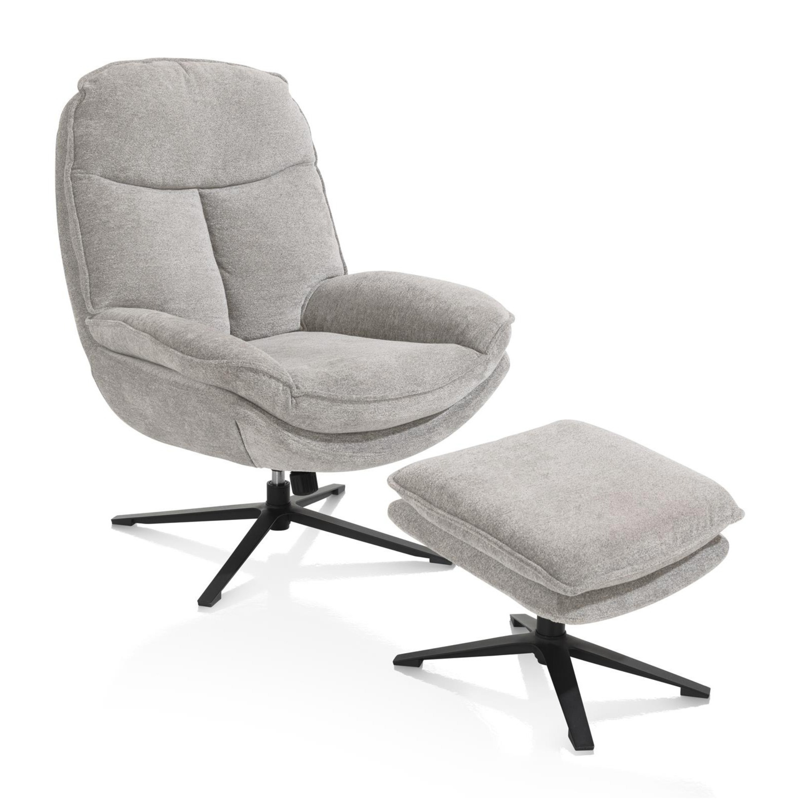 Draaifauteuil Florence met voetenbank - Kiezel grijs